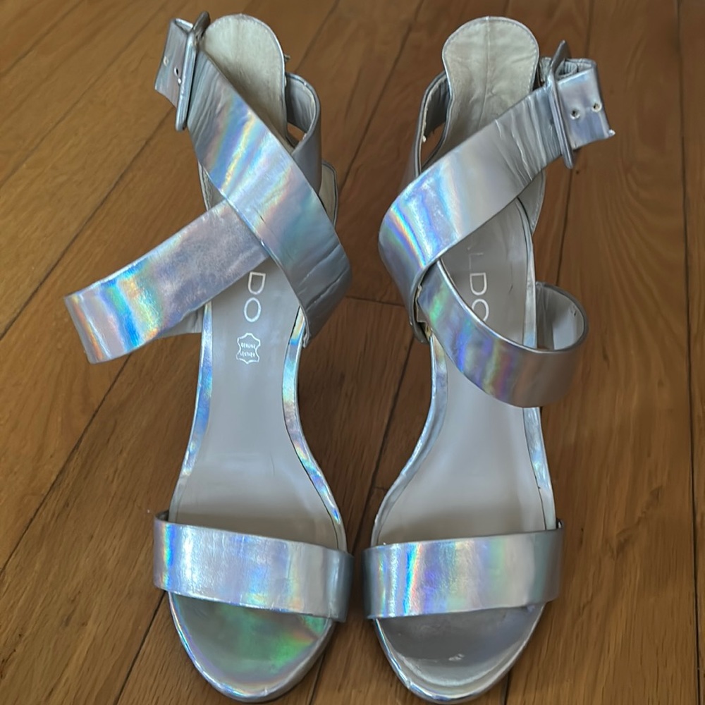 Silver metallic heels